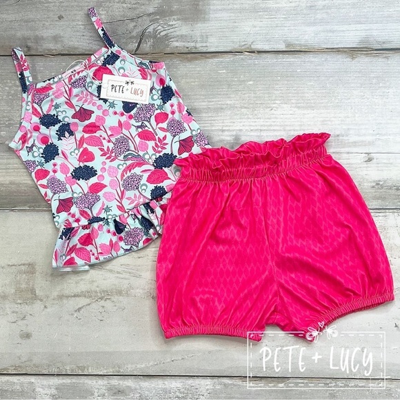 Pete and Lucy Flowers, Butterflies and Bugs tank top and short set 6-12 months - Picture 1 of 1